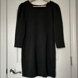 Juicy Couture Charcoal Heather Gray Zip Ponte 3/4 Sleeve Sheath Dress Chic Style